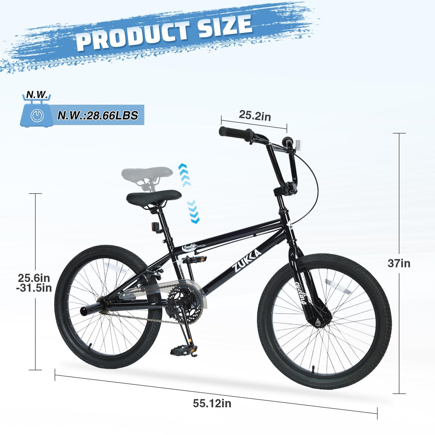GRELiving 20" Kids Freestyle BMX Bike – High-Carbon Steel Frame, Lightweight & Durable Bicycle for Boys & Girls (Ages 7-10), Multiple Colors (Blue/White)