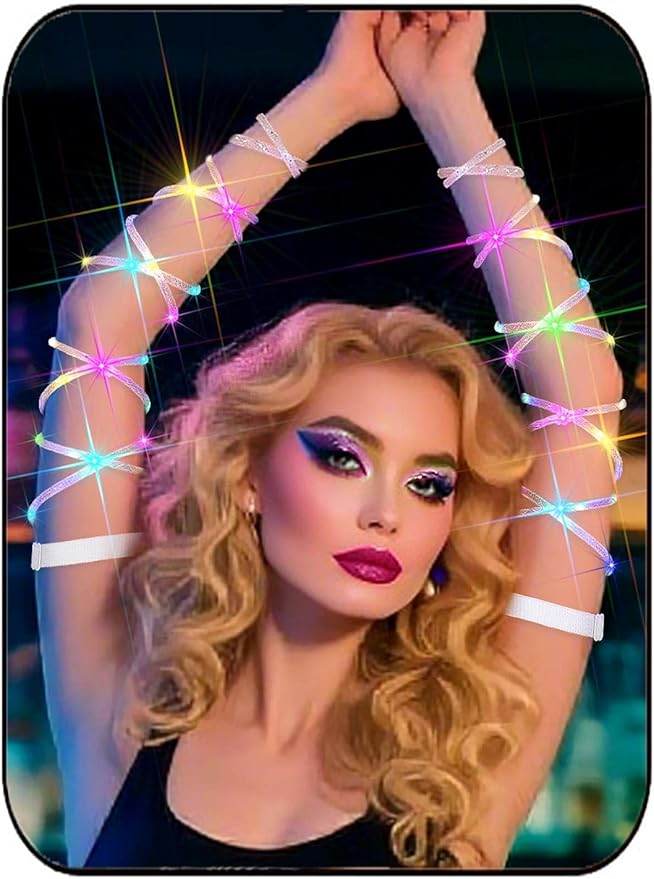 Lorealri Arm Wraps Rave Glow Body Harness Light Up Hand Straps Cyberpunk Neon EDM Outfit Festival Accessories for Women
