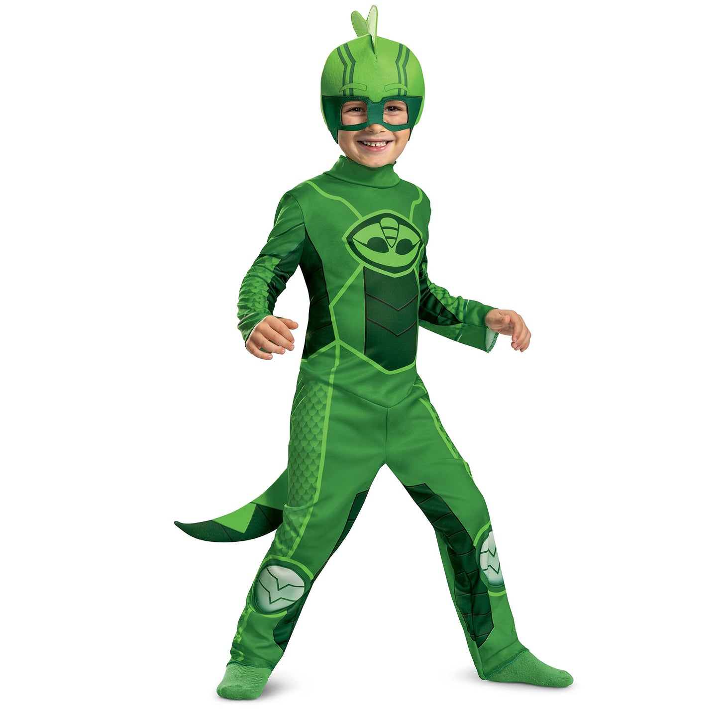 Disguise Gekko Costume for Kids, Official PJ Masks Megasuit Costume Jumpsuit and Mask, Toddler Size Medium (3T-4T)