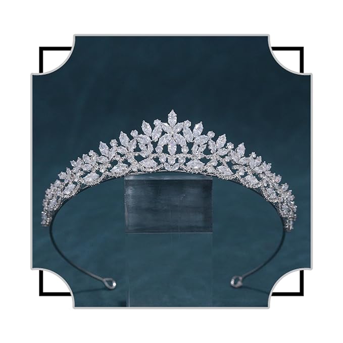 FASNAHOK Silver CZ Wedding Tiaras for Brides Floral Princess Crowns for Women Cubic Zirconia Bridal Headband Girls Sweet 1...