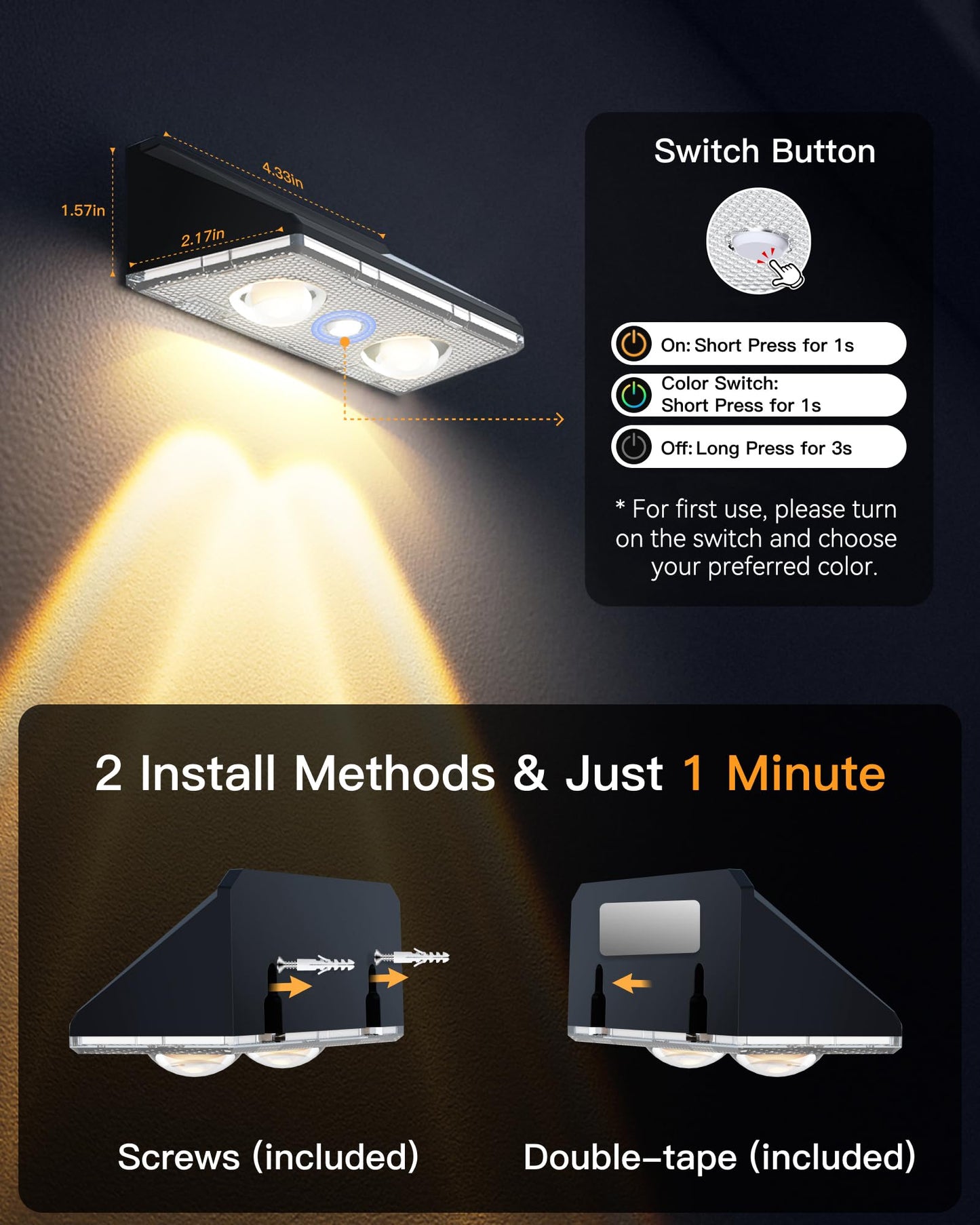 KEILAIMO Solar Fence Lights Outdoor, 16 Pack IP65 Waterproof Fence Lights Solar Powered with Ultra-Bright LED Lens, 9 Color Modes, 12+ Hours Steady Glow for Deck/Backyard/Patio/Pool/Wall - Black
