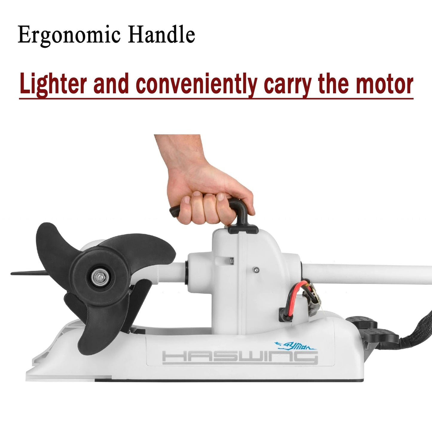 Zichen Haswing CaymanB Bow-Mount Trolling Motor with Wireless Remote, Quick Release - 80LBS Thrust, 54in. Shaft, for Fishing Boat in Freshwater & Saltwater