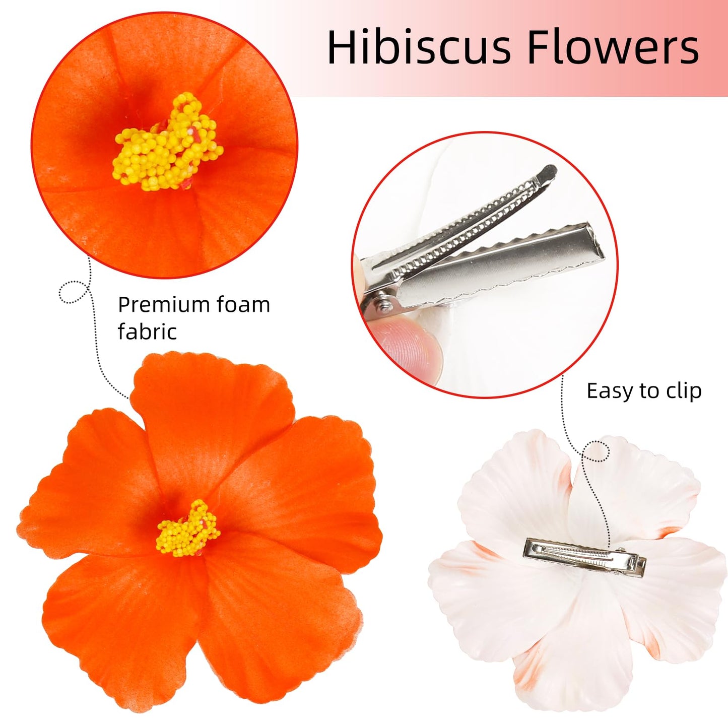 WOVOWOVO Hawaiian Flower Hair Clips for Women 5Pcs Flower Clips for Hair 4    Plumeria Hibiscus Hair Clip Artificial Flowers for