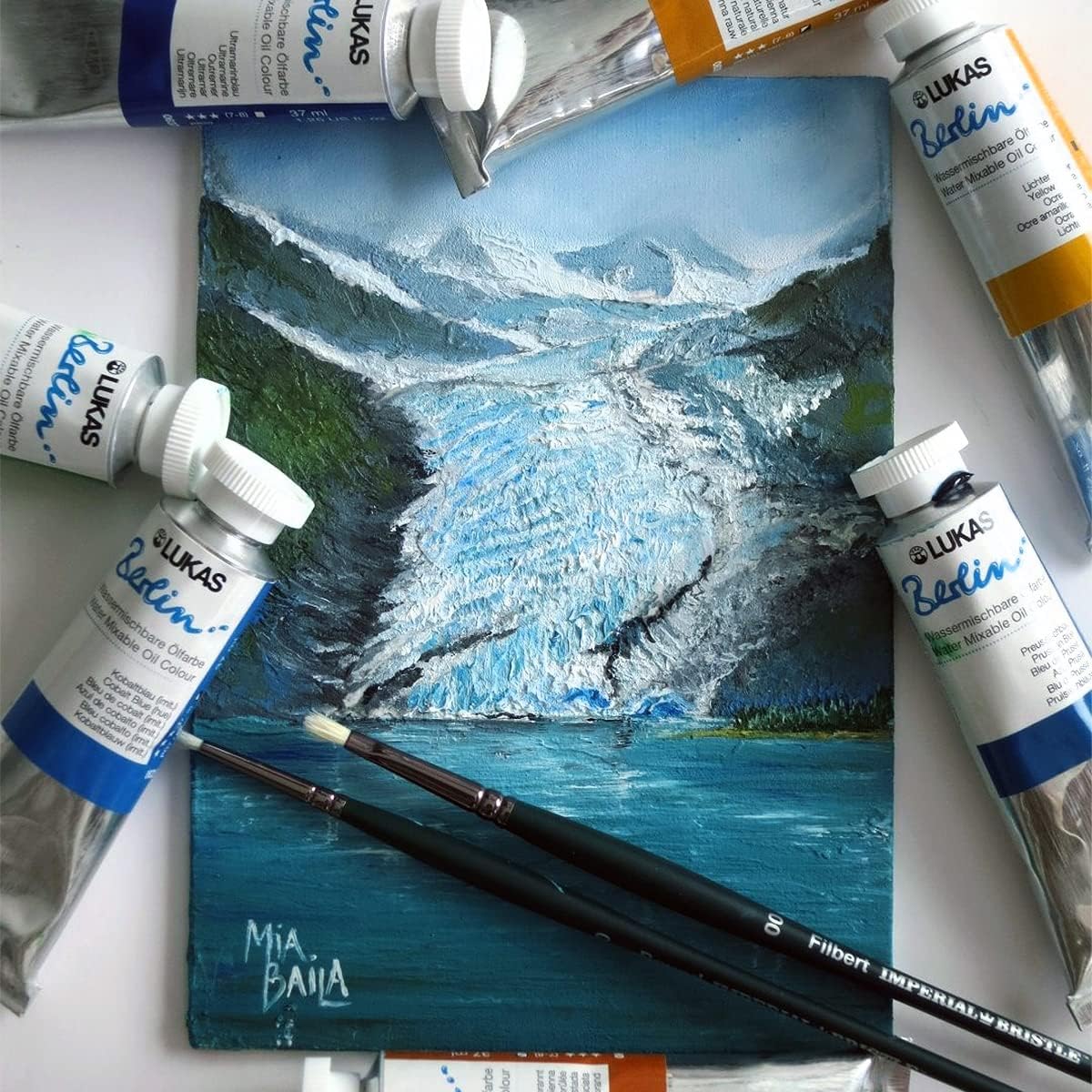 Lukas Water Mixable Oil Paint - Eco-Friendly, 37ml Grey, Black, White Set of 5, Solvent-Free Artist Oil Paint with Lightfast Pigments and Beeswax for Smooth Consistency, Water Soluble, Quick-Drying