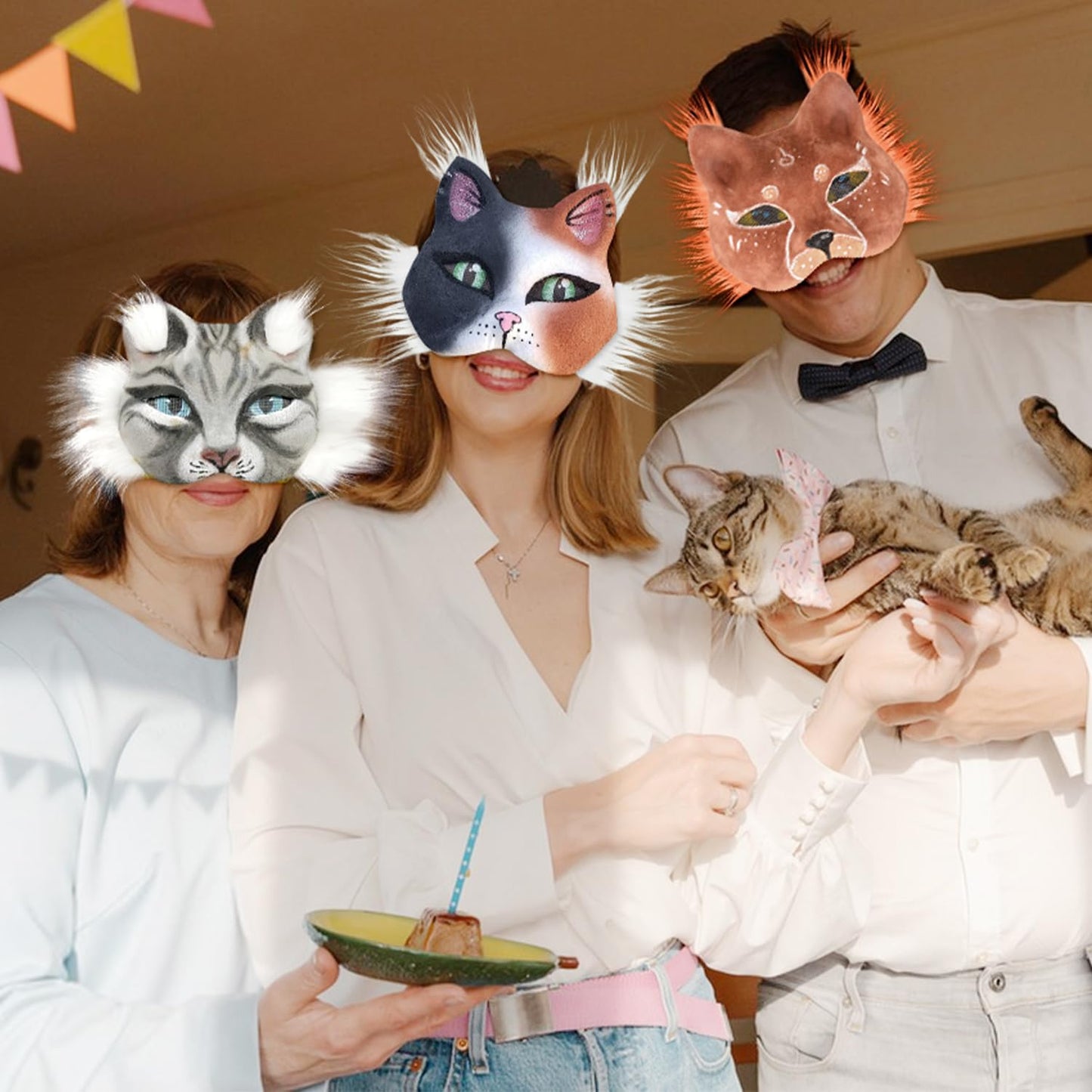 DIY Therian Mask Kit Blank Furry Cat Mask with Soft Felt Fabric Sheet Therian Gear Stuff for Masquerade Halloween Cosplay Party