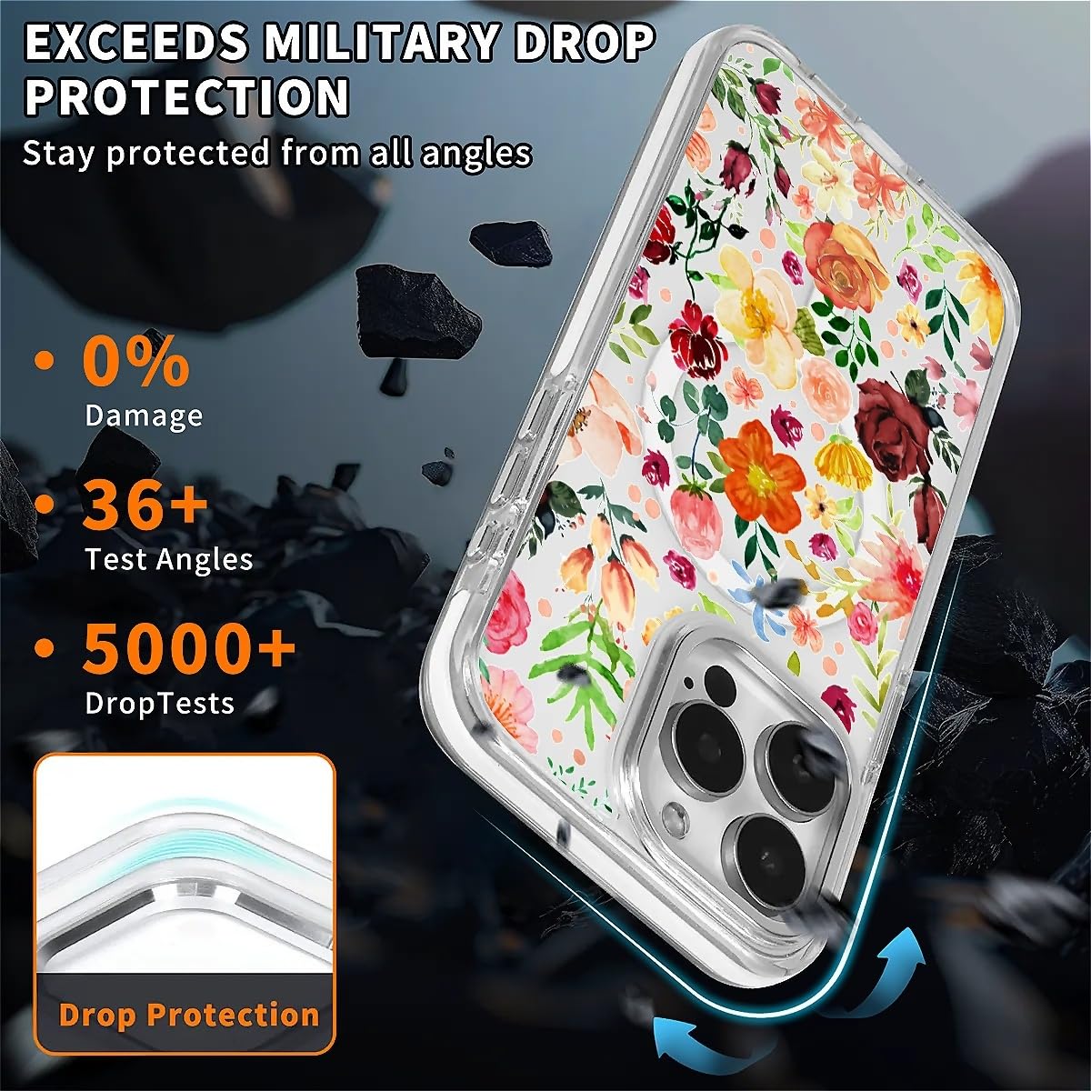 Okbuok For Iphone 13 Pro Max Case [Compatible With Magsafe],Girls Women Clear Magnetic Case Silicone Shockproof Protective Cover