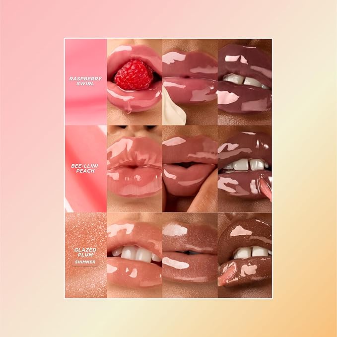 Gisou Honey Infused Hydrating Lip Oil, Nourishing Lip Moisturizer for Dry Lips, 0.27 fl oz (Glazed Plum)