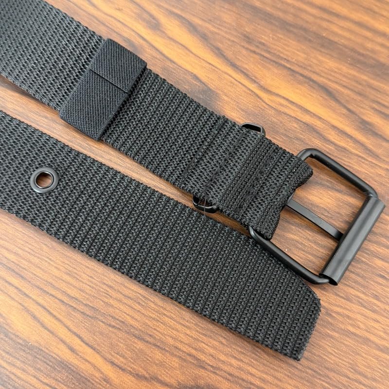 Tactical Belts Men's Outdoor Sport Simple Practical Weave Nylon Canvas Cowboy Pants Women Belt (47Inches Length)