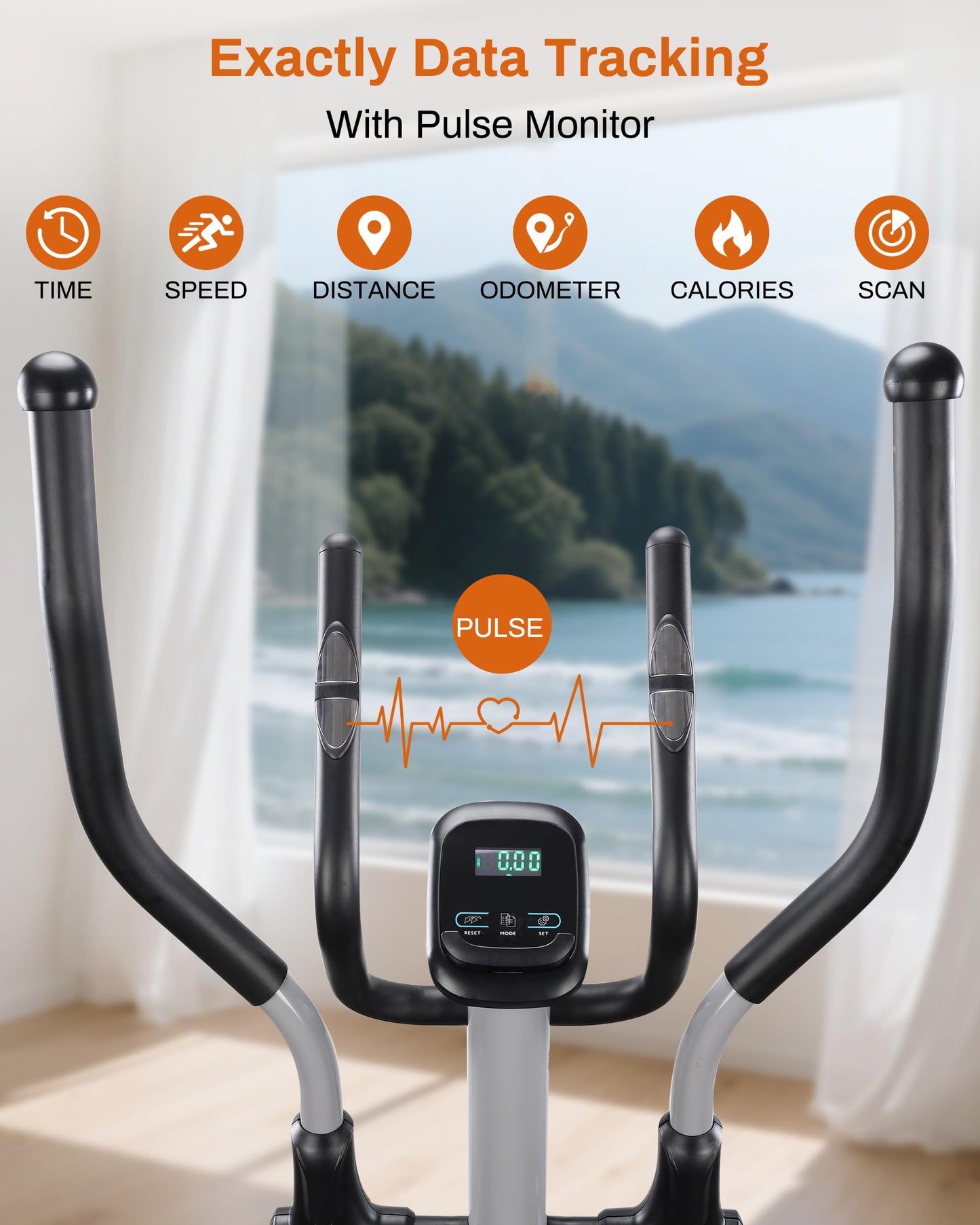 ECHANFIT Elliptical Exercise Machine, Hyper-Quiet Magnetic Elliptical Machine for Home, Elliptical Training Machines with 16 Resistance Levels, App Bluetooth, LCD Monitor, Pulse Sensor, Device Mount