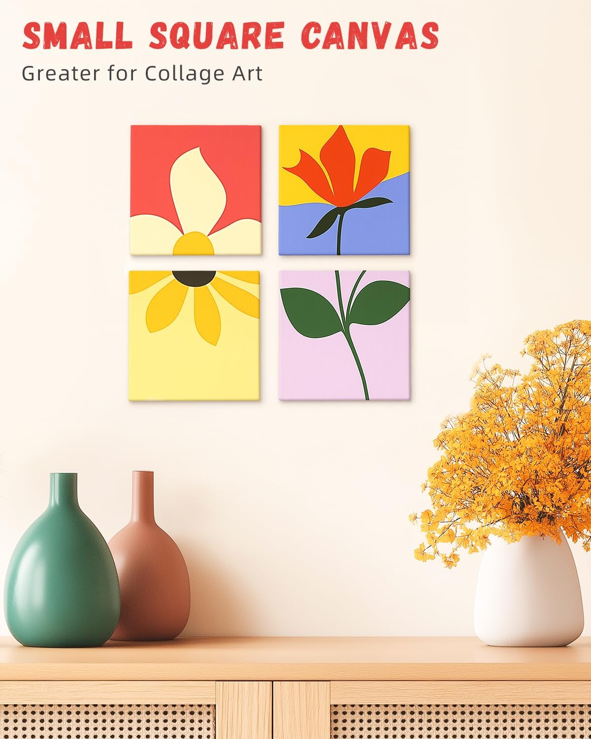 Simetufy Small Painting Canvas Panels 6x6 Inch, 12 Value Pack - 8 Oz Triple Primed 100% Cotton Acid Free White Blank Flat Canvas Boards for Acrylic, Oil Paints