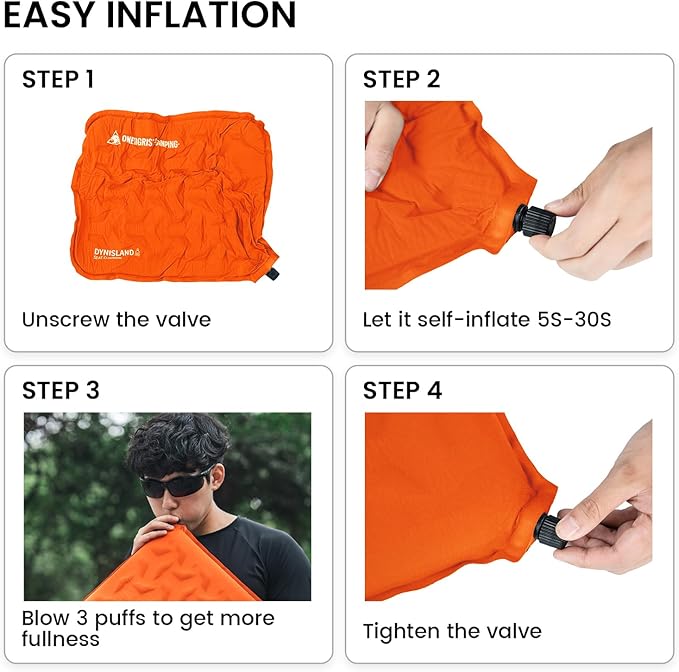 ONETIGRIS Inflatable Seat Cushion - Lightweight & Waterproof Inflatable Camping Seat Cushion Travel Cushion Stadium Seat Office Chair Car Pad