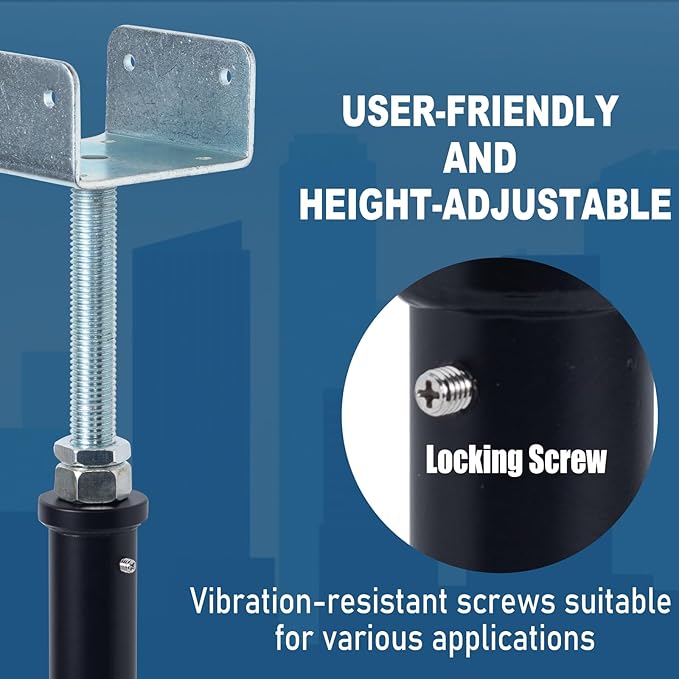 YXGJDP 2 Pack U-Shaped Floor Jack - Adjustable Steel Beam Support for 4x2, 4x4, 4x6 Joists Heavy Duty Screw Jack with U-Head Telepost & House Jack.15-19 Inch Adjustment Range.