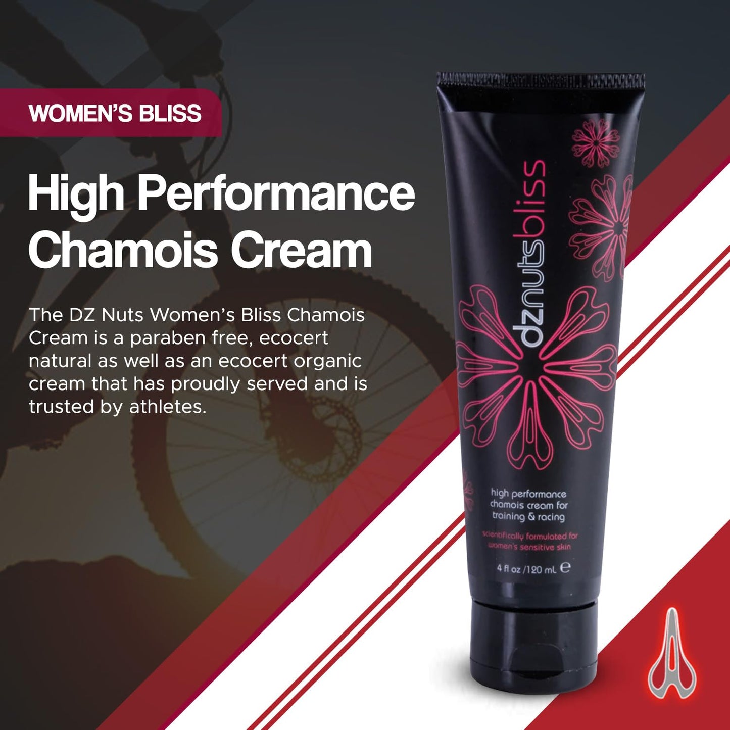dznuts Bliss Chamois Cream for Women, (4oz/120ml)