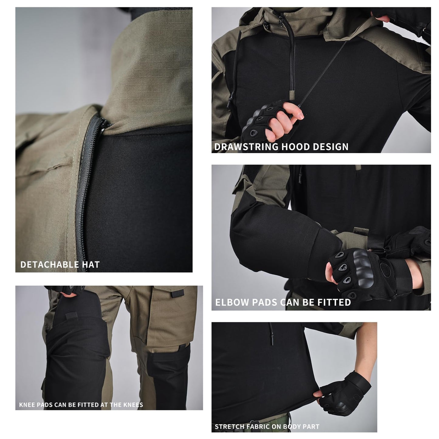 Men's Tactical Shirt, 1/4 Zip Long Sleeve Combat Shirt with Elow Pads, Tactical Hoodie with Pockets Blue