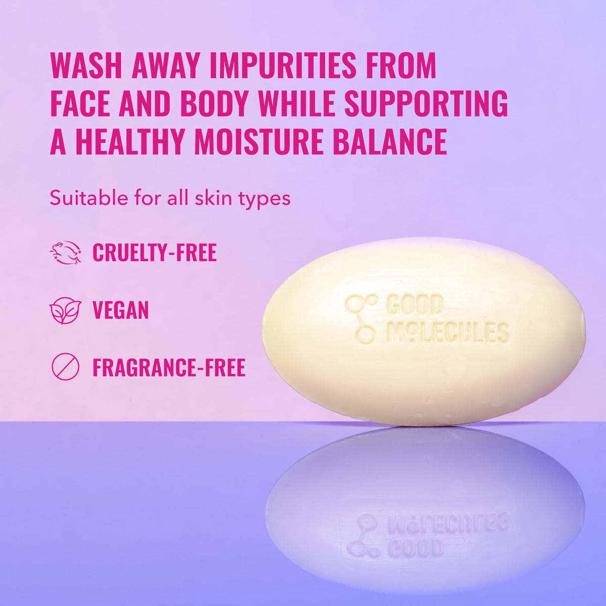 Good Molecules Hydrate and Cleanse Bar - Soap Free Bar with Shea Butter and Macadamia Seed Oil for Ultra Hydrating Body and Face