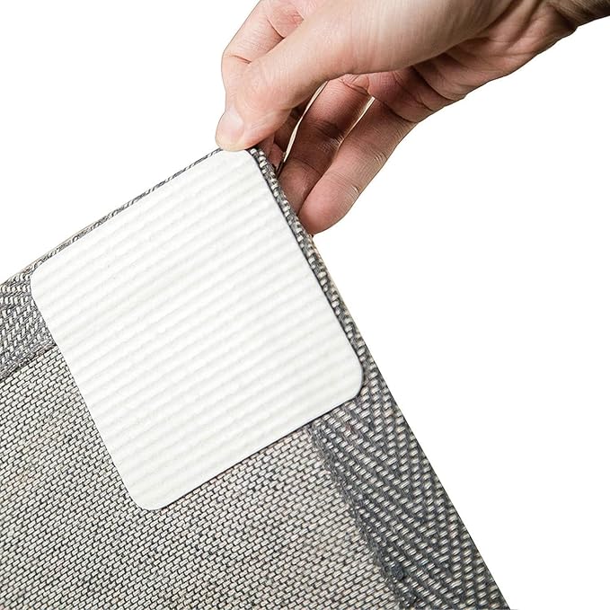 4PCS Rug Pad Grippers, Non Slip Rug Tape Grip Carpet Corner for Hardwood Floors and Tiles, Double Sided Rug Stickers Accessories for Area Rugs to Keep Area Rug Flat