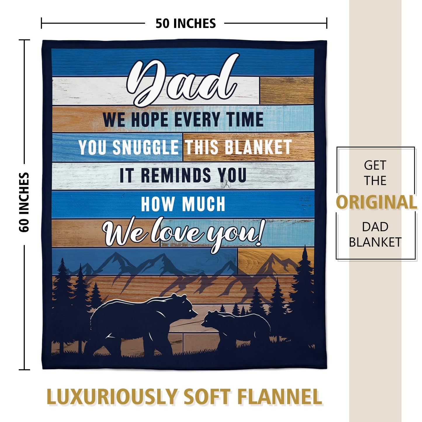 Afterprints Dad Blanket, Gifts for Dad on Fathers Day, Birthday, Father Gifts from Daughter Son, We Love You Soft Throw Blankets 50" x 60"