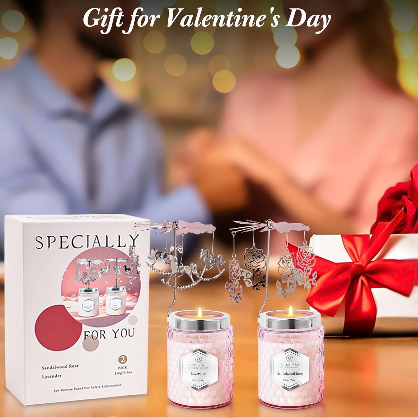 Gifts for Women, 5.5 oz * 2 Scented Candles, Birthday Gifts for Mom Daughter Sister Wife, Unique Gift for Women Rotatable Scented Candles Gift for Mother's Day，Anniversary
