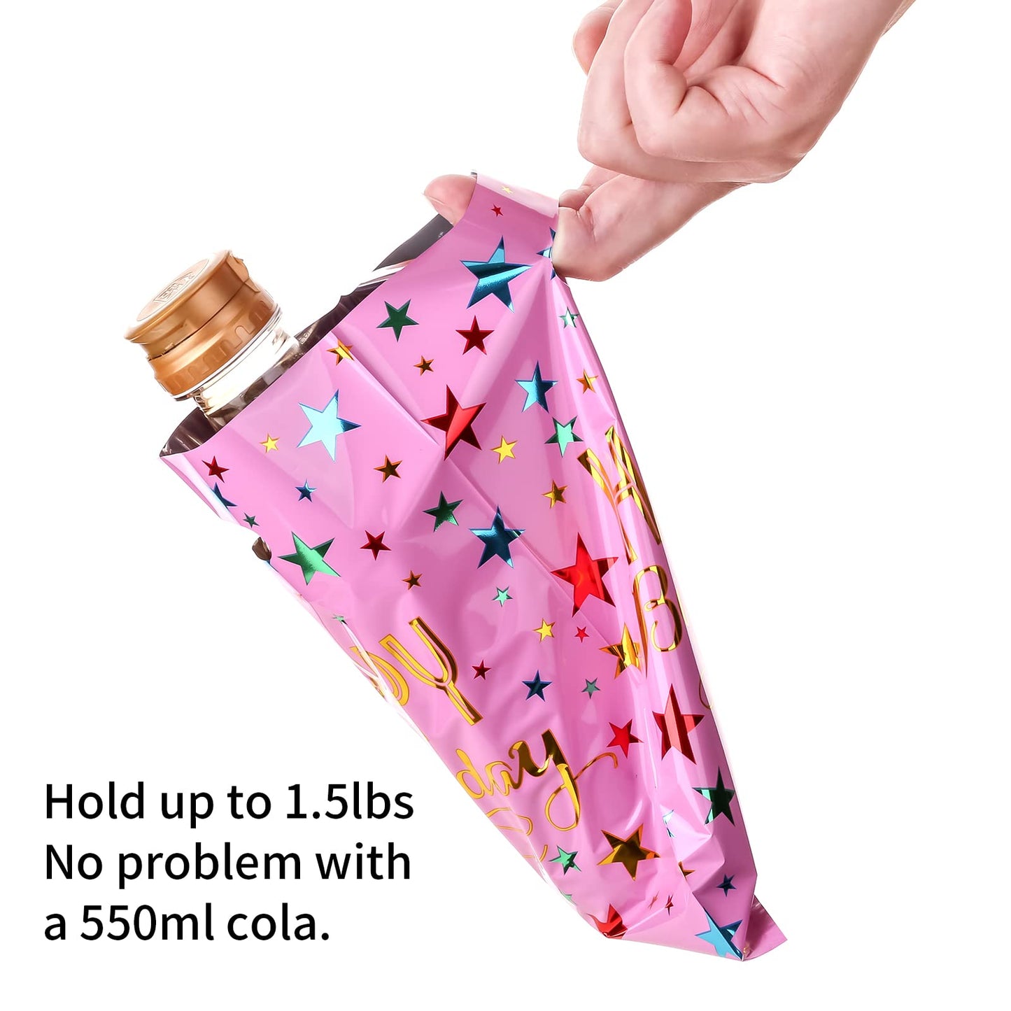 PintreeLand 6.7 * 9.8inch Happy Birthday Party Favor Bags 40 PCS, Plastic Goodies Loot Gift Bags Bulk for Kids Baby Girls & Boys Birthday Party Supples (B Style 40 Packs)
