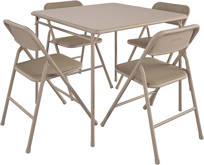 COSCO 5 Piece, Tan Folding Table and Chair Set.