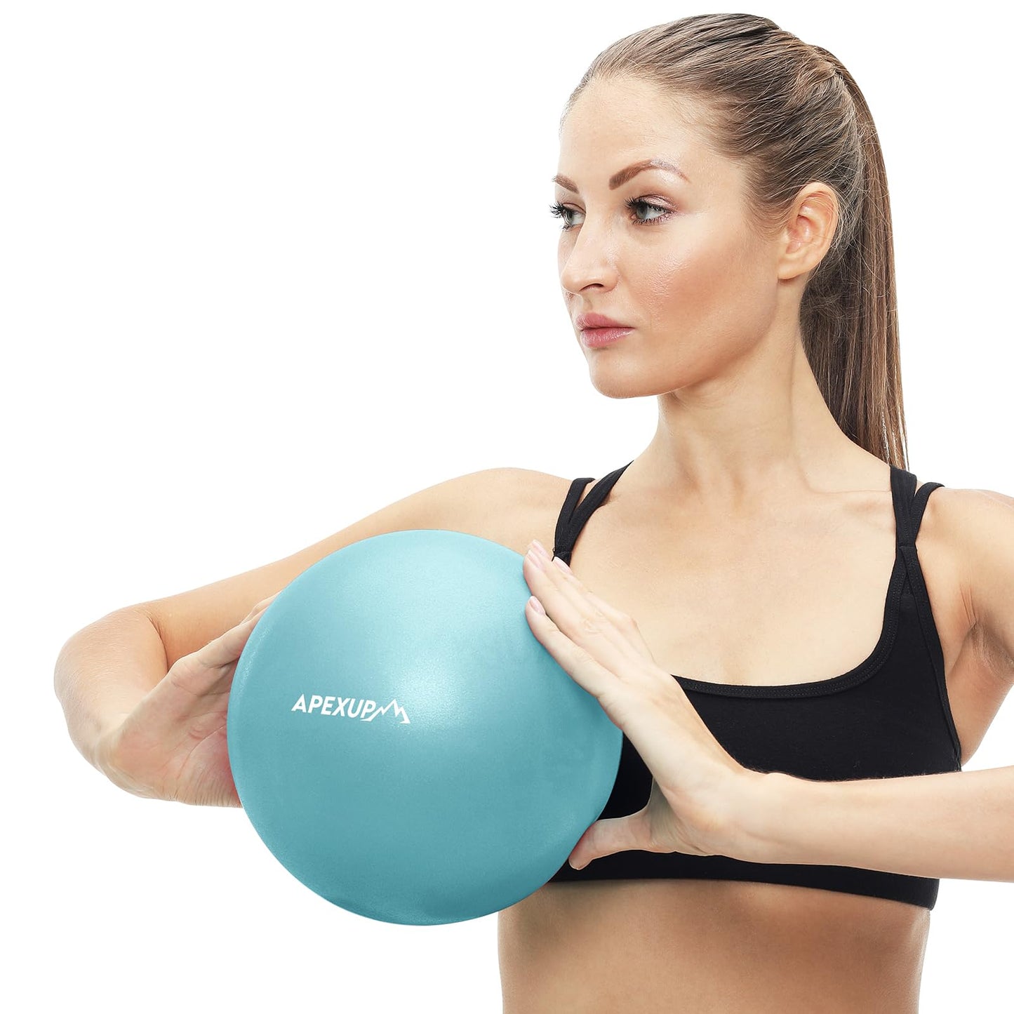 APEXUP Yoga Ball Exercise Ball, Heavy Duty Pilates Ball for Fitness, Balance, Core Workout, Physical Therapy (XXS (9") 23cm, Light Blue)