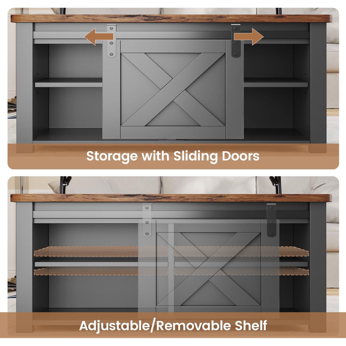 SEDETA 31.5" Lift Top Coffee Table with Storage, Square Coffee Tables for Living Room, Farmhouse Coffee Table with Large Hidden Storage Compartment and Adjustable Shelves, Black