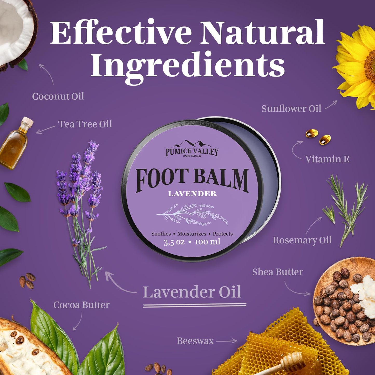 Pumice Valley Foot Balm Cream for Dry Cracked Heels and Feet - Natural Foot Moisturizer Balm for Calluses and Dry Feet Treatment