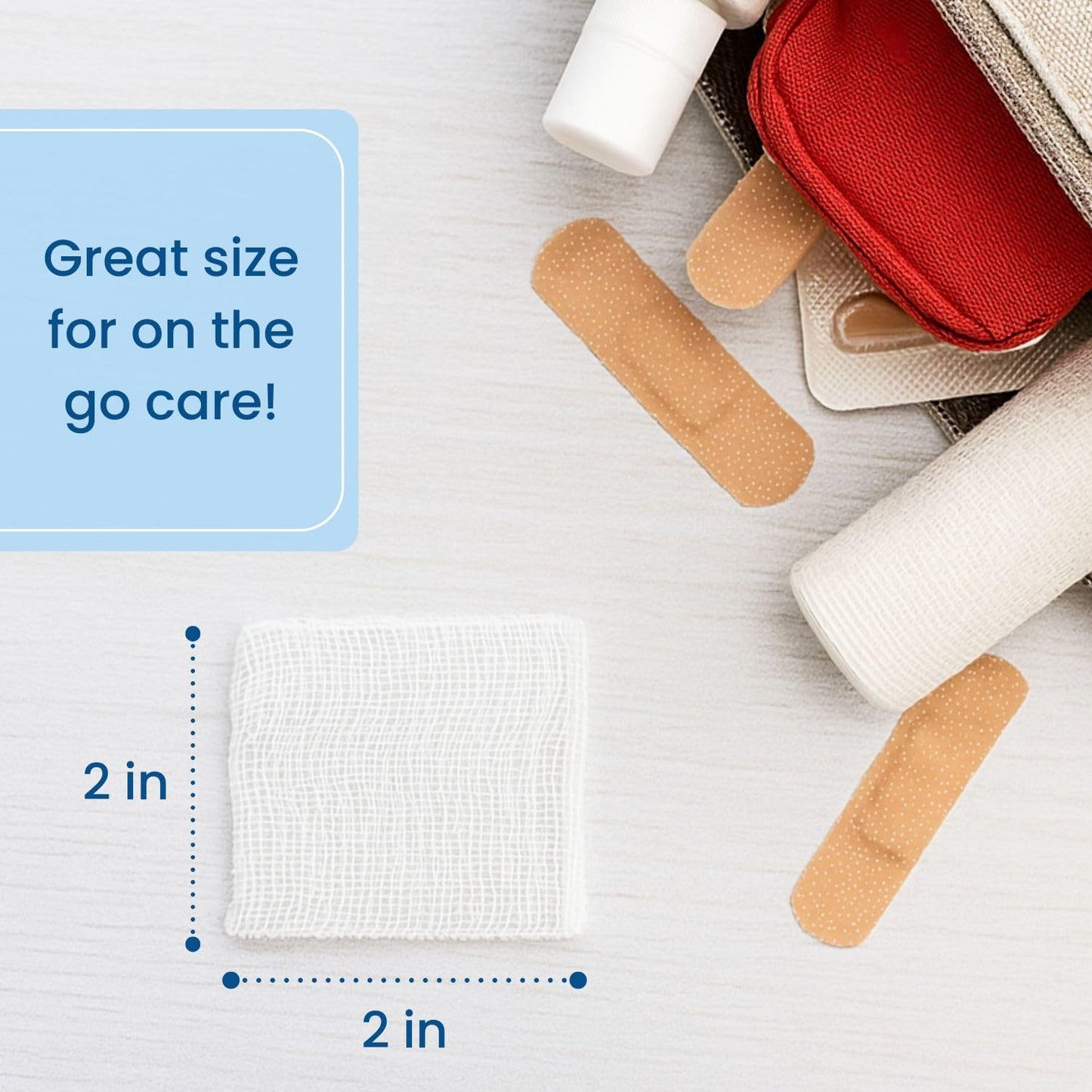 HCS Woven Gauze Sponges 2x2 - Non-Sterile, 12-Ply (200-Count) - 100% Cotton, Absorbent, Low-Linting Squares - 2x2 Gauze Pads - Medical Supplies, Wound Care, First Aid, Surgical Use, Dental