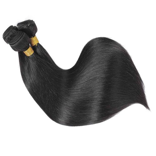 Straight Bundles Human Hair 32 Inch One Bundles 10A Brazilian Bundles Human Hair 100% Unprocessed Virgin Remy Hair Natural Black Bundles Weave Hair Extensions for Black Women Double Machin Weft