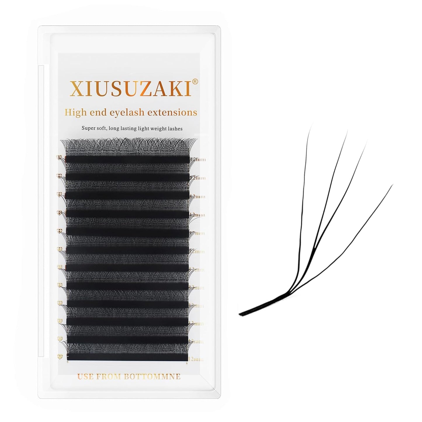 W Lash Extensions 4D Eyelash Extensions W Shape 0.07mm Thickness L Curl 9mm Premade Fans W Lashes Individual Lashes Matte Black 12 Rows False Eyelashes Volume Lashes(W-4D-0.07-L,9mm)