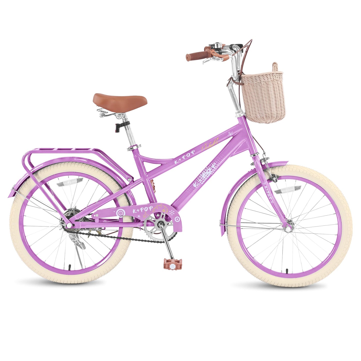 SAHISTCT Girls Bike for Ages 8-12 Years Old,20 Inch Cruiser Bike with Kickstand, Single Speed Kids Bike with Basket for Girls Boys