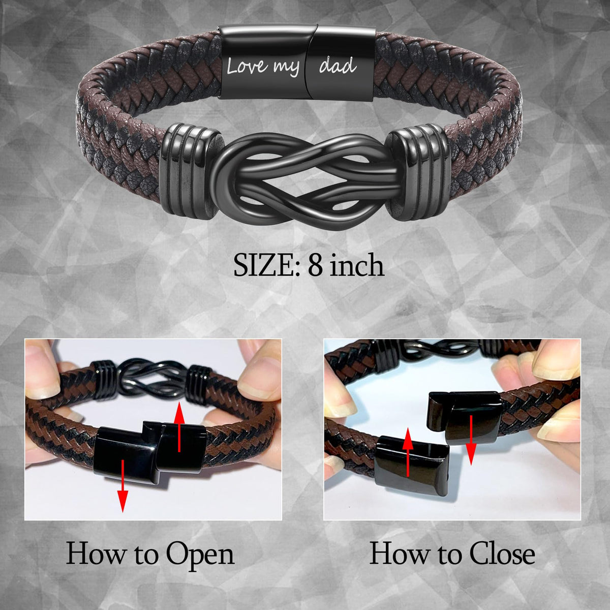 WIKHIA Gifts for Brother from Brother Sister, Cool Infinity Leather Bracelet Christmas Birthday Jewelry Present Ideas for Men