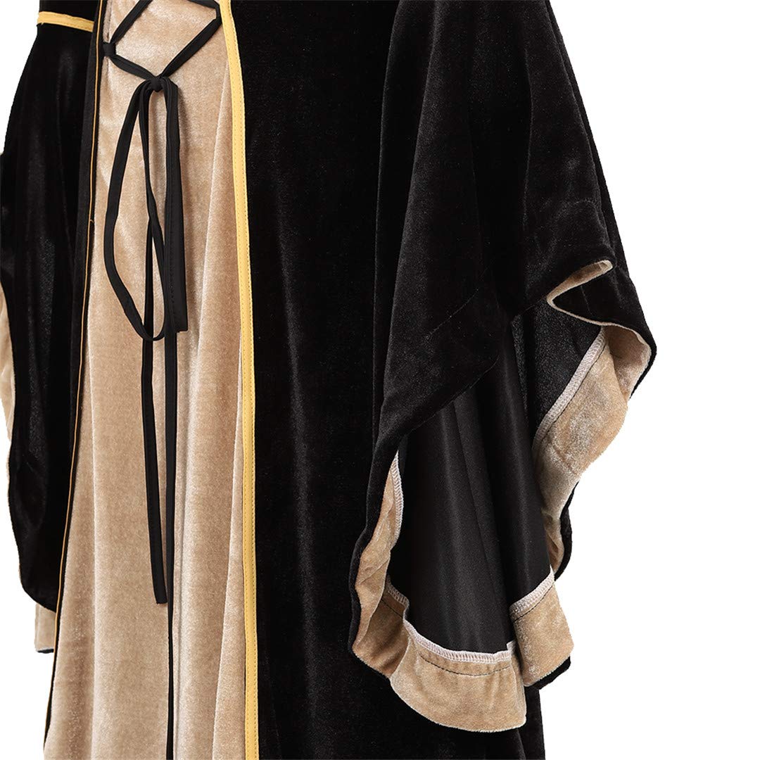 Kranchungel Womens Renaissance Medieval Dress Costume Irish Lace up Over Long Dress Retro Gown Cosplay Black X-Large