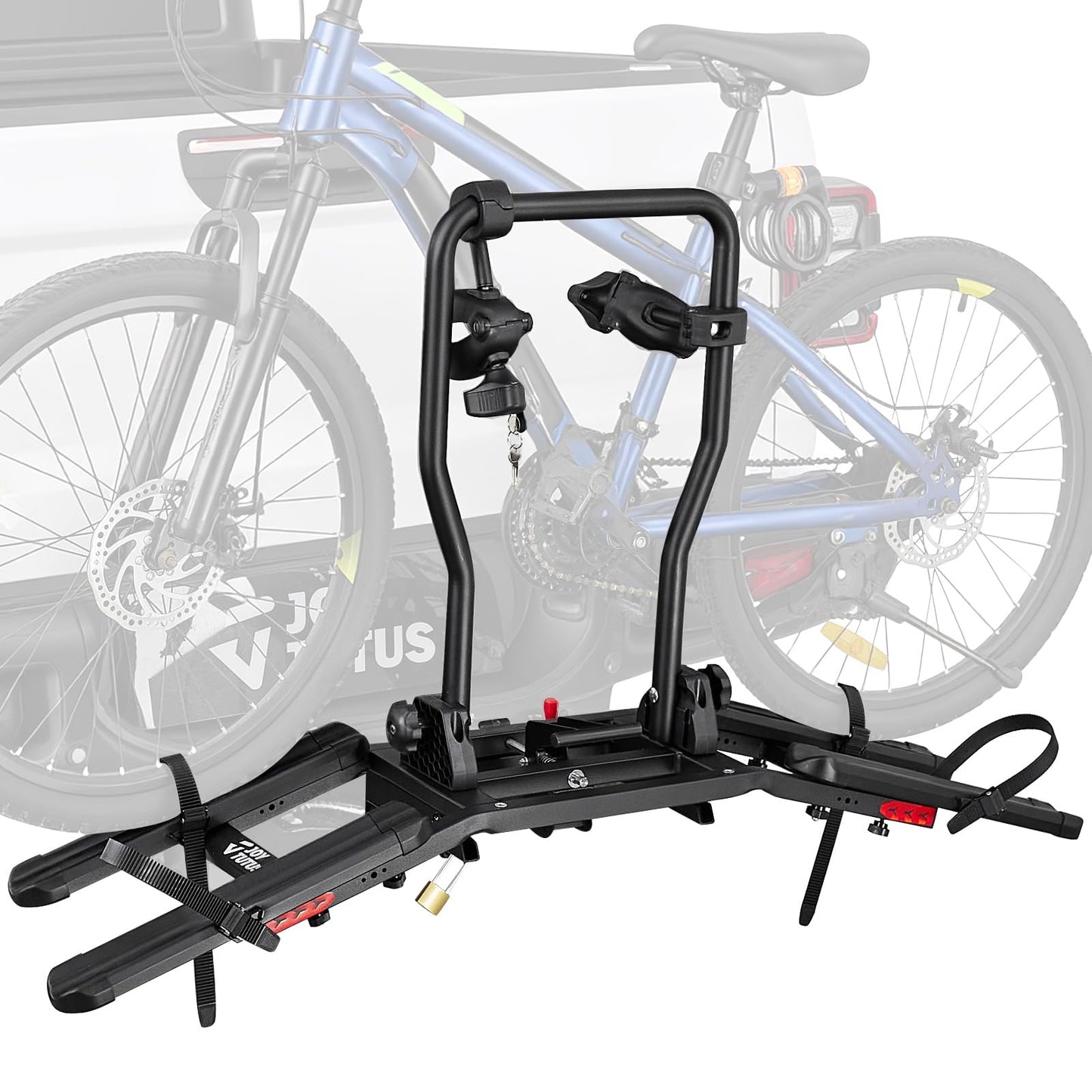 JOYTUTUS Compact & Lightweight 2-Bike Hitch Bike Rack, 100 LBS Capacity for Car SUV Truck with 1¼/2” Receiver, Easy Install Tilting Folding Anti-Wobble Bike Carrier, Fits Most Wheelbases(Max 53'')