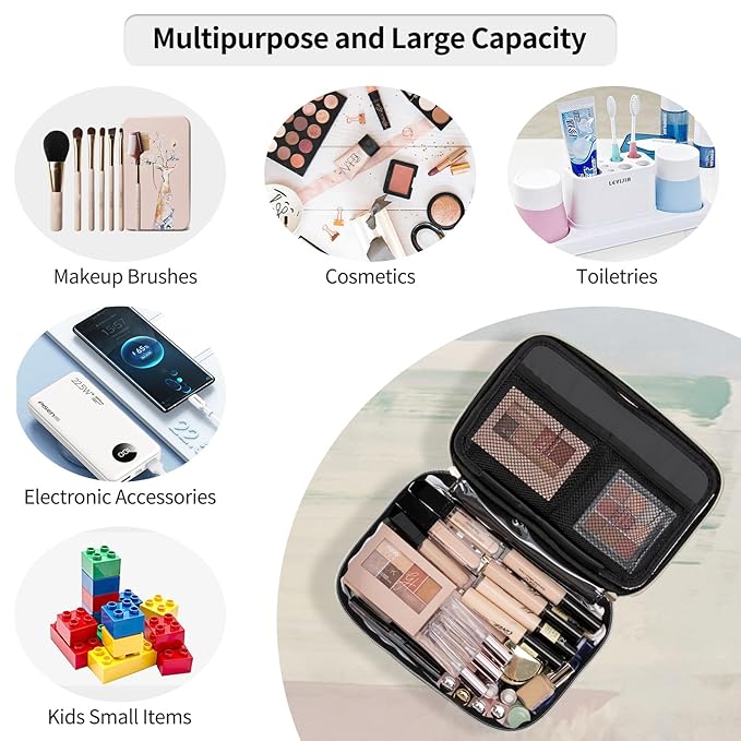 OCHEAL Clear Makeup Bag, Portable Cosmetic Organize,Travel Makeup Bag Cute Clear Pouch For Women and Girls Cosmetics Bags with Divider Makeup Brush Compartment-Large