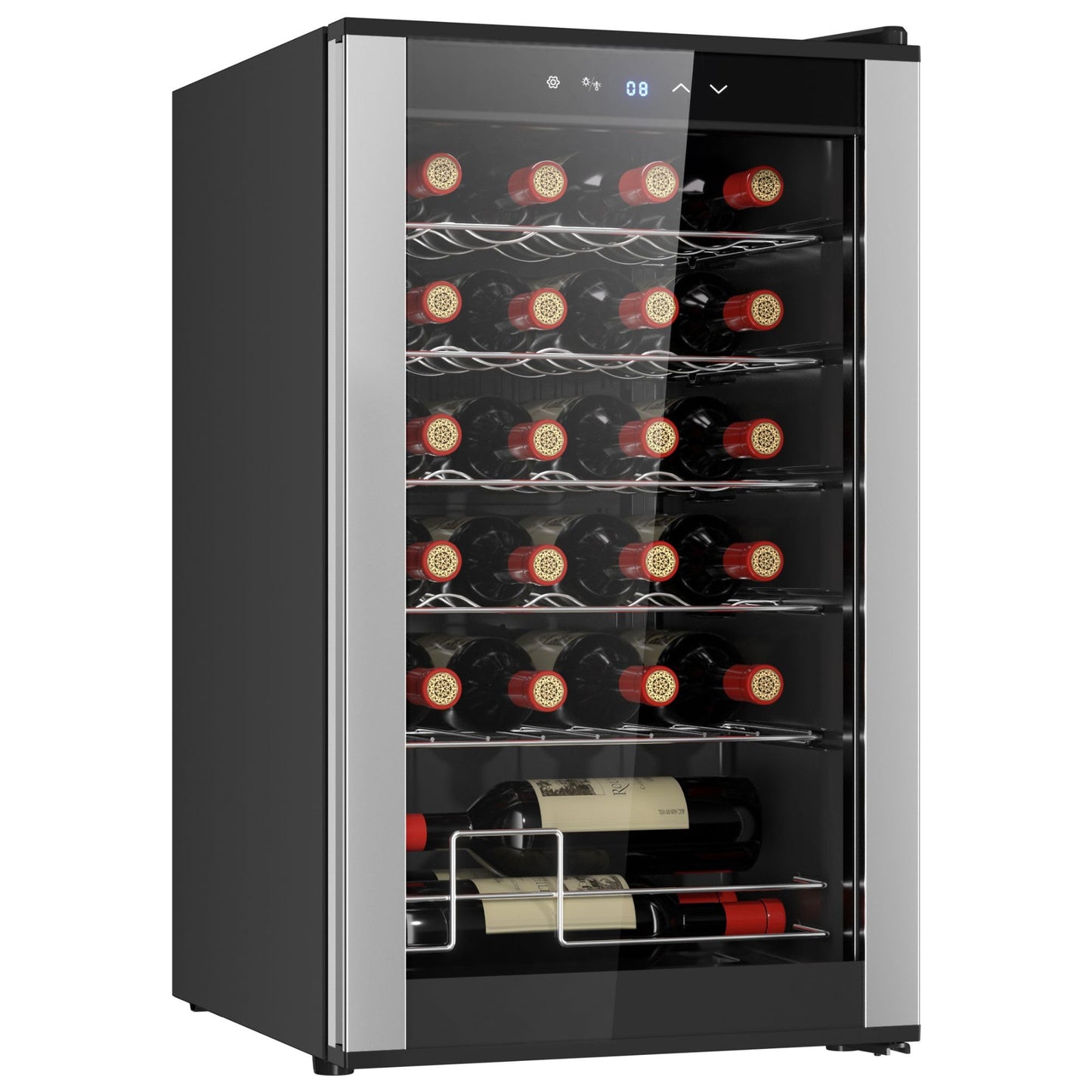 ‎Koolatron Wine Fridge - Wine Cooler, 24 Bottle Wine Cabinet for Champagne, Red & White Wine, Freestanding Cellar For Bar, Home, Kitchen, Double Paned Glass Door, (68L)