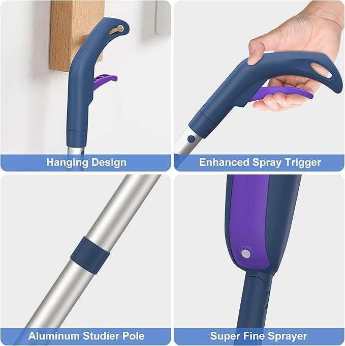 Spray Mops for Hardwood Floor Cleaning: MEXERRIS Microfiber Wet Jet Mops with 2 Bottles - 4 Washable Pads for Swiffer PowerMop - Dry Dust Home Commercial Use for Laminate Tile Vinyl Wood Floors