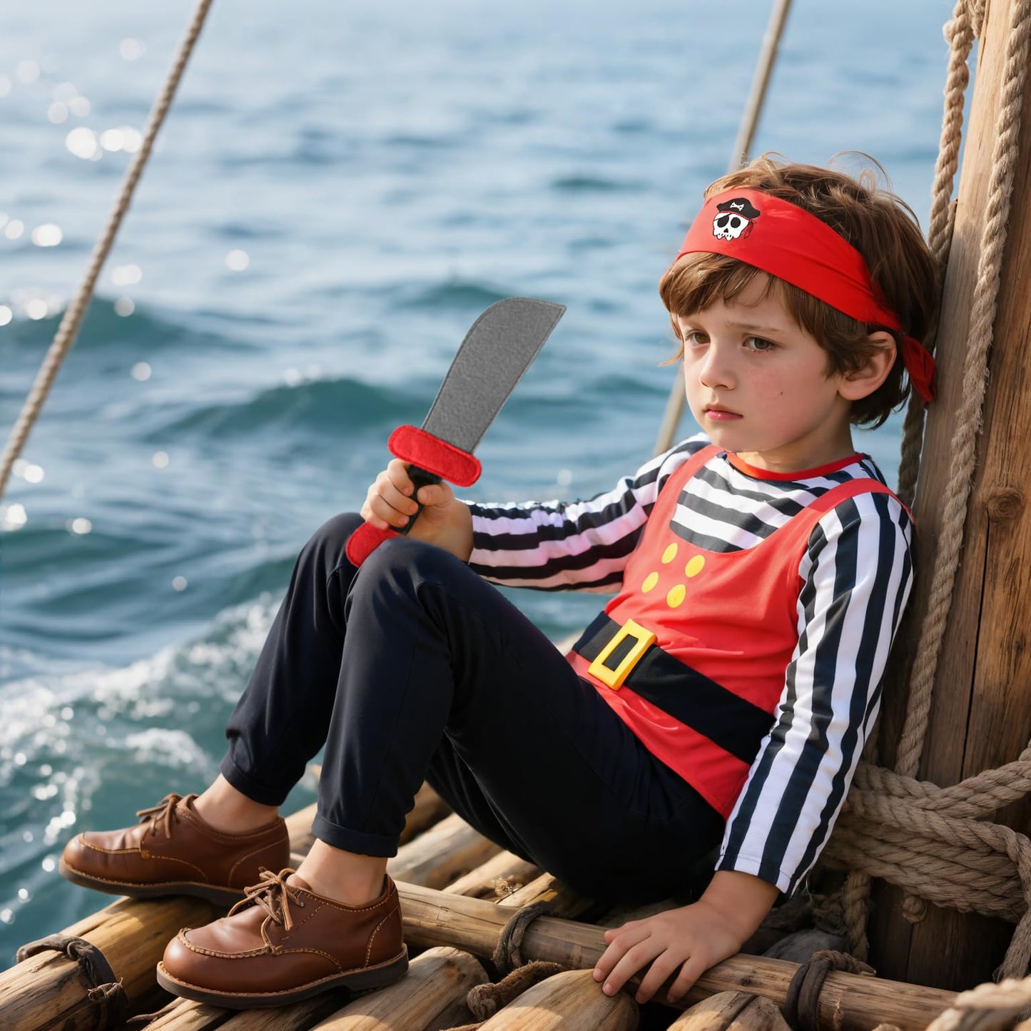 MCJC Baby Pirate Costume Set with Accessories for Toddlers, Cosplay Dress Up Set for Halloween