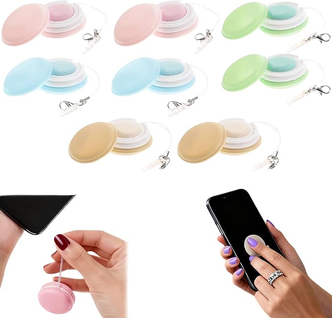 Macaron Phone Screen Cleaner, 2026 New Portable Mobile Phone Screen Wipe, Multifunctional Screen Eyeglasses Brush Cleaner for Travel or Office (8 Pcs)