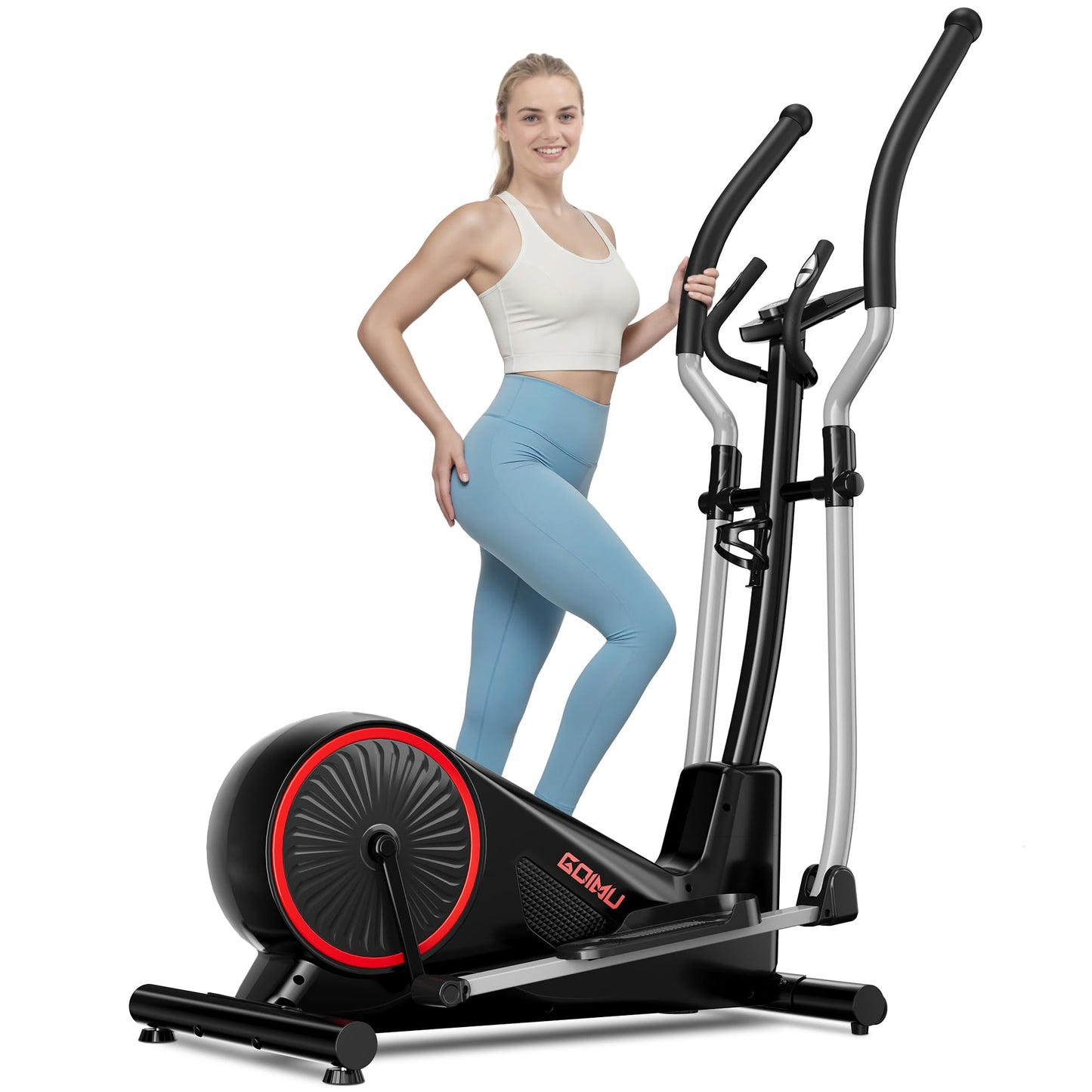 GOIMU Elliptical Machine, Elliptical Exercise Machine for Home with Hyper-Quiet Magnetic Driving System, Elliptical Trainer with 15.5IN Stride, 350LBS Loading Capacity