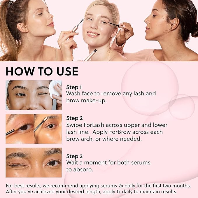 ForChics Lash and Brow Growth Duo - Complete Eye Transformation Kit- Prostaglandin-Free Peptide Formula for Fuller Lashes and Brows in 2 Weeks - Hormone-Free, Vegan (2 x 0.10 fl oz)