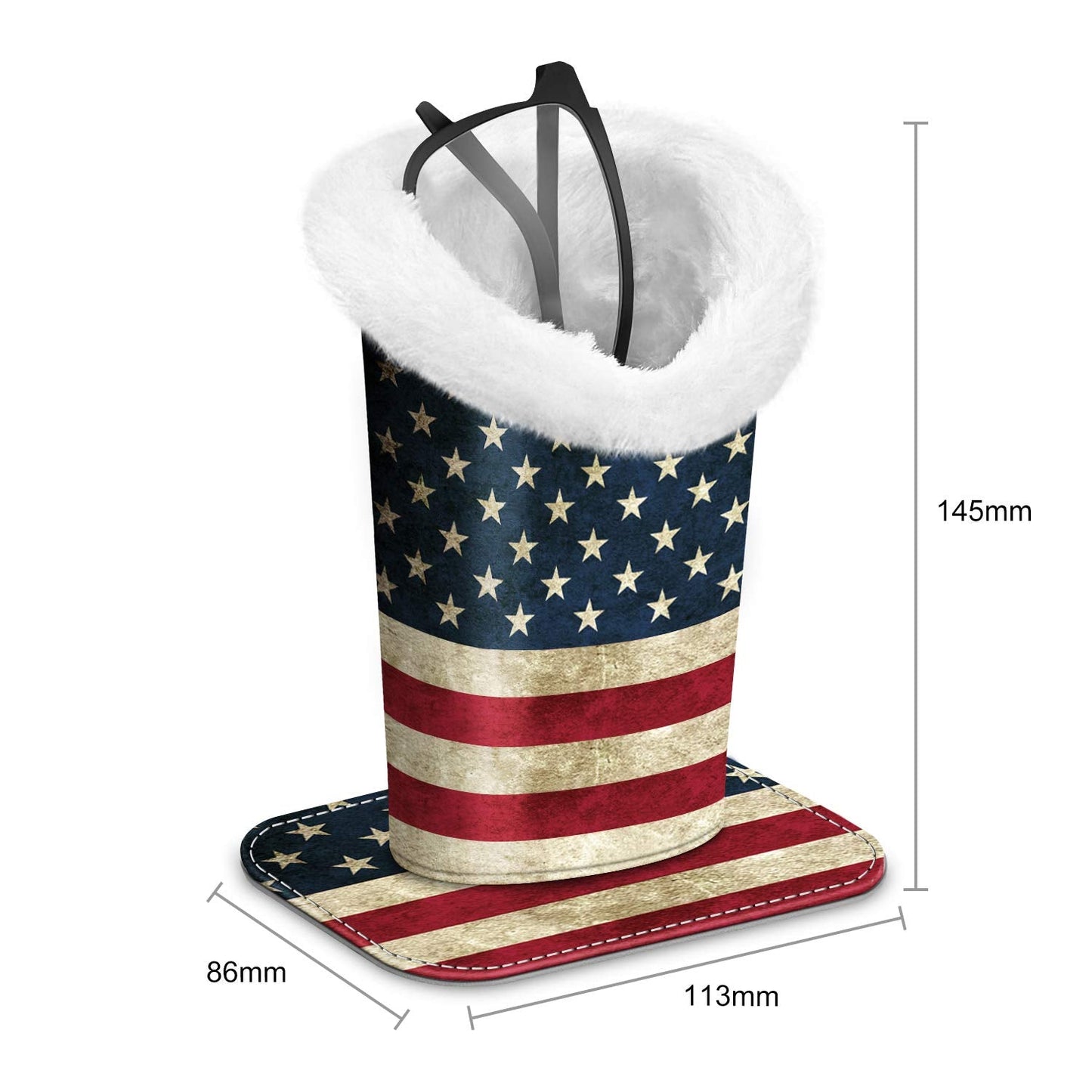 FINTIE Plush Lined Eyeglasses Holder, Glasses Stand Case, Anti-scratch Glasses Storage Organizer for Desk, Nightstand, Office, US Flag