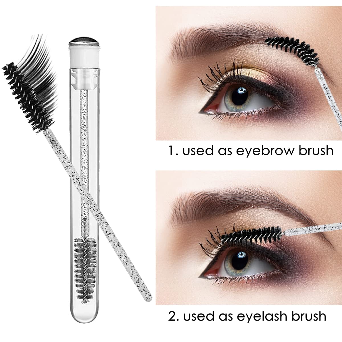 Disposable Mascara Brushes Tubes Set 20 Pieces Empty Tubes with 20 Pieces Eyelash Brushes for Eyelash Extension Lash Mascara Wan