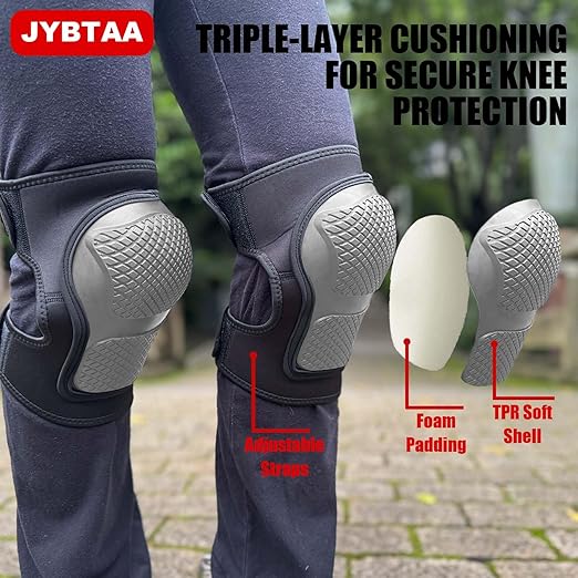 Work Knee Pads for Knee Protection, Kneepad for Men and Women, Gel Kneepads for Construction with Ergonomic Foam Cushion, Ideal Comfortable Gifts knee Pads for Roofing, Flooring Installation, Gray L (1 Pair)