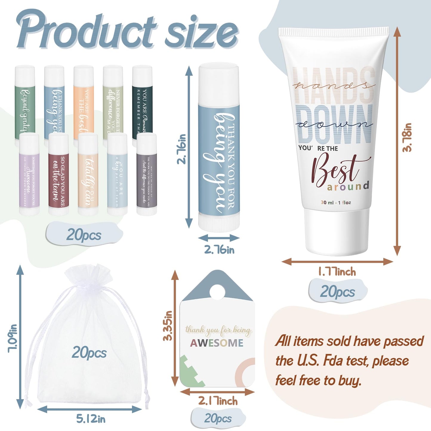 Heigble 20 Sets Back to School Teacher Appreciation Gifts Bulk Lip Balms and Hand Cream Employee Appreciation Inspirational Hand