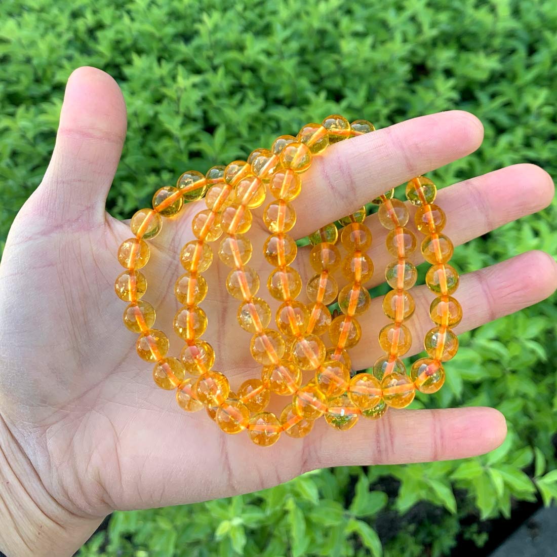 Adabele Real Natural Yellow Citrine Bracelet 8 inch Stretch Gemstone Beaded Bracelet Chakra Healing Crystal Stone Jewelry Women