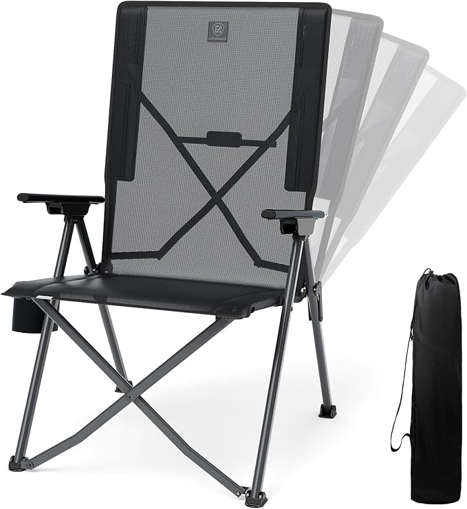 EVER ADVANCED Teslin Reclining Camping Chairs for Adult Lightweight, Portable Compact Folding Chair with Adjustable Back, ...