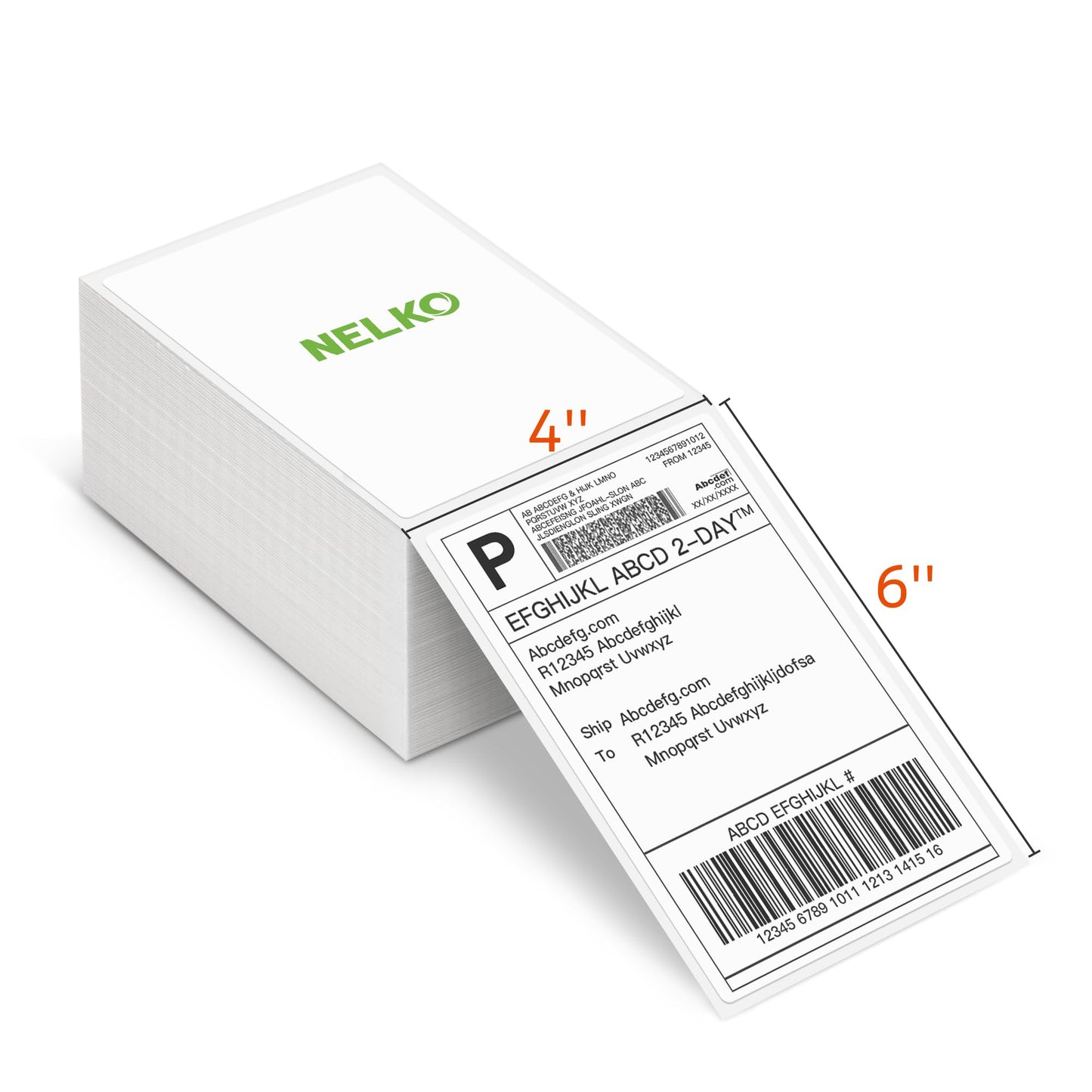Nelko Genuine 4x6 Direct Thermal Shipping Label 500 Labels/1 Stacks, 4x6 Thermal Labels for Nelko PL70E Shipping Label Printer, Perforated and Strong Adhesive, Commercial Grade
