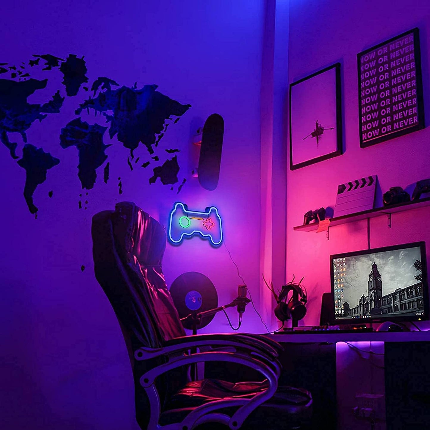 SOLIDEE Led Dimmable Neon Signs Wall Decorations For Living Room|Bedroom Gamepad Controller Shape Lights Game Room Decor Accessories Cool Teen Boys|Girls|Kids Gamer Gifts