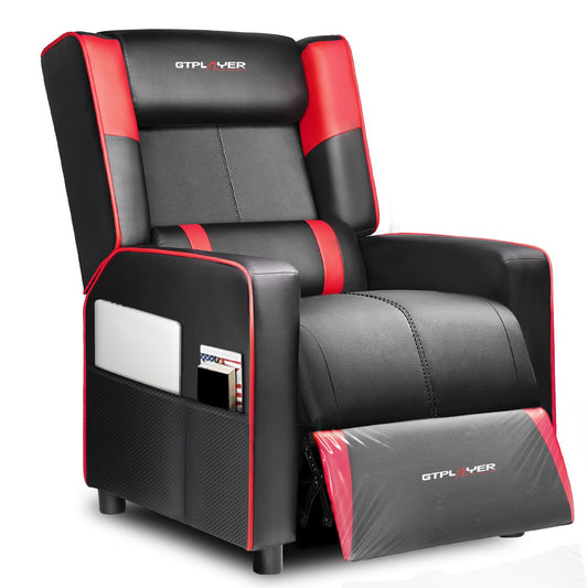 GTPLAYER Gaming Recliner Chair for Living Room Racing Style Single PU Leather Gaming Sofa for Adults Modern Game Recliners Ergonomic Comfortable Home Theater Seating, Red